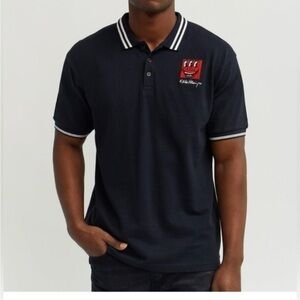 Keith Haring Reason Large Shirt Heart Logo Short Sleeve Polo Black 💯%Cotton NWT